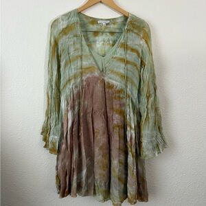 Young Fabulous & Broke Green and Brown Tie-Dye Tunic
